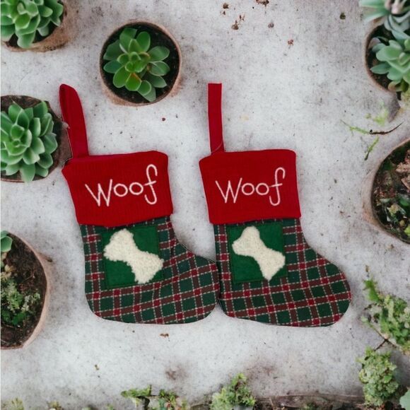 DOG CHRISTMAS STOCKING, set of 2 - Picture 1 of 4